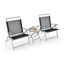 3Pcs Patio Bistro Set With 2 Foldable Chairs For Yard Porch