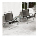 3Pcs Patio Bistro Set With 2 Foldable Chairs For Yard Porch