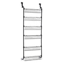 Over Door Storage Hanger Pantry 6-Tier Metal Hook Hanging Organiser Black
