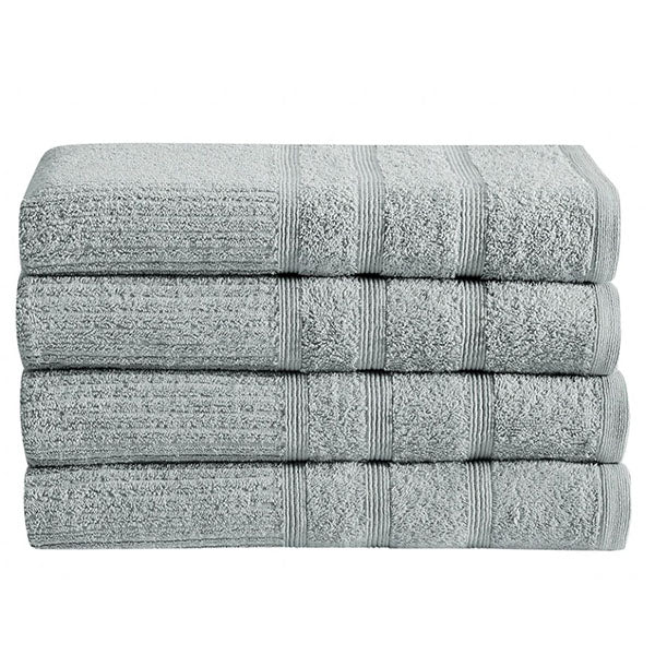 Set Of 4 Ribbed Bath Towels Silver