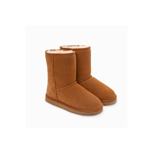 Genuine Australian Sheepskin Unisex Boots Short Classic Suede Chestnut