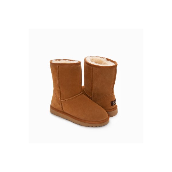 Genuine Australian Sheepskin Unisex Boots Short Classic Suede Chestnut