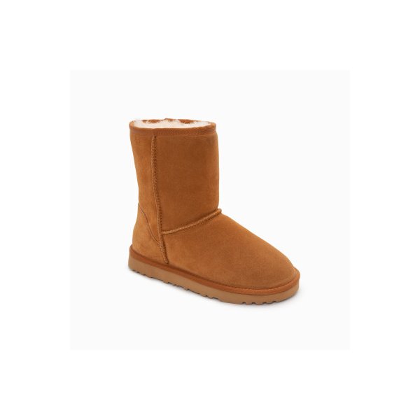 Genuine Australian Sheepskin Unisex Boots Short Classic Suede Chestnut