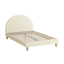 Bed Frame Arched Beds Platform Beige Fabric