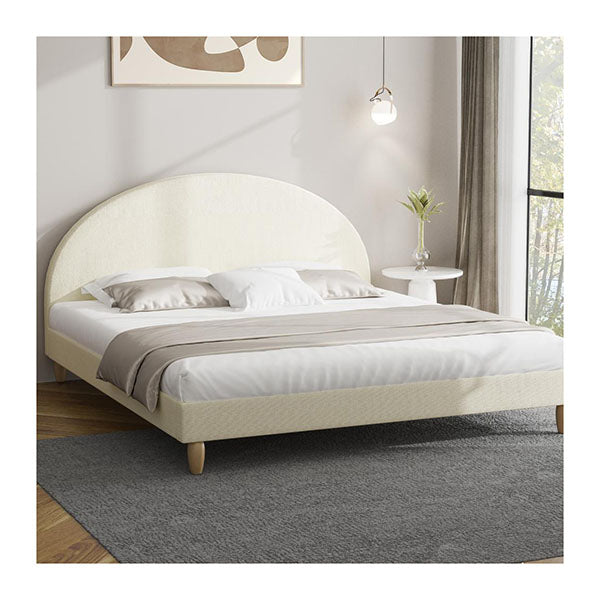 Bed Frame Arched Beds Platform Beige Fabric