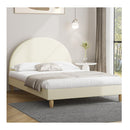 Bed Frame Arched Beds Platform Beige Fabric