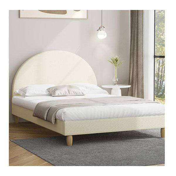 Bed Frame Arched Beds Platform Beige Fabric