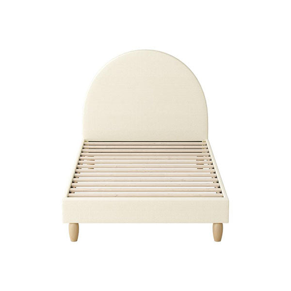 Bed Frame Arched Beds Platform Beige Fabric