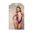 Opulence Pearl Draped Crotchless Teddy Purple M L Size