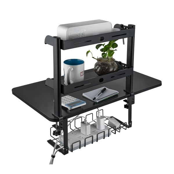 Cable Management Table Organiser Black Desktop Shelf Rack Under