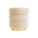 Ottoman Stool Teddy Fabric Round Stacked Beige