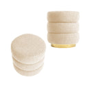 Ottoman Stool Teddy Fabric Round Stacked Beige