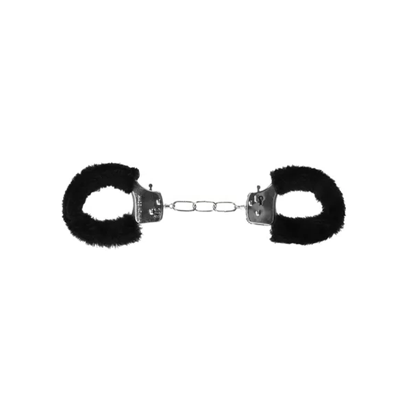 Ouch Black And White Beginner Furry Hand Cuffs