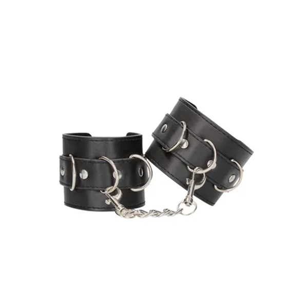Ouch Black And White Bonded Leather Hand Or Ankle Cuffs