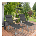 Outdoor Aluminum Chaise Lounge Chair With Wheels Adjustable Backrest