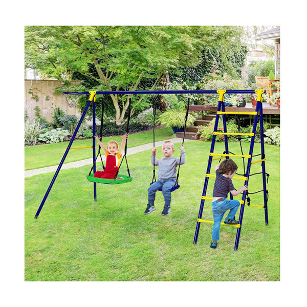 5in1 Outdoor Backyard Kids Swing Set with A Shaped Metal Frame