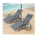 Outdoor Chaise Lounge Glider Chair With Armrests And Pillow