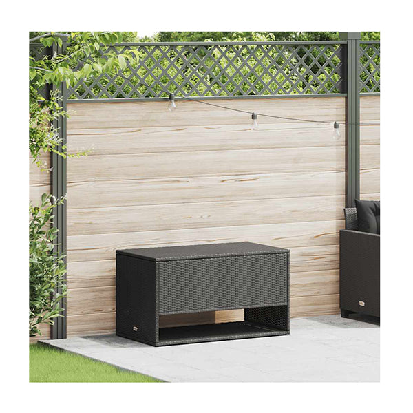 Outdoor Cushion Box Black Poly Rattan