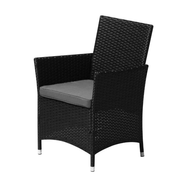 2X Outdoor Patio Chairs Rattan Black