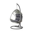 Outdoor Egg Swing Chair With Stand Cushion Wicker Armrest Light Grey