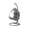 Outdoor Egg Swing Chair With Stand Cushion Wicker Armrest Light Grey