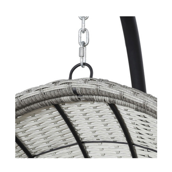 Outdoor Egg Swing Chair With Stand Cushion Wicker Armrest Light Grey