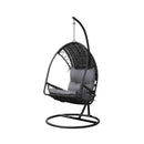 Outdoor Egg Swing Chair With Stand Cushion Wicker Armrest Black