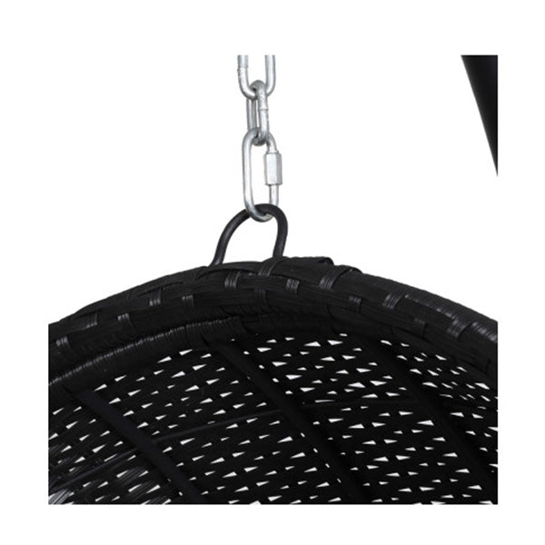 Outdoor Egg Swing Chair With Stand Cushion Wicker Armrest Black