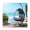Outdoor Egg Swing Chair With Stand Cushion Wicker Armrest Black