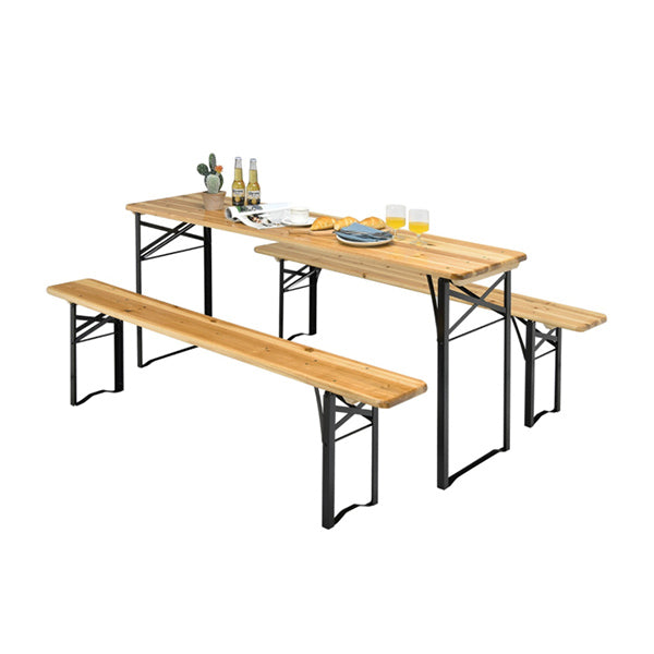 3 Pieces Outdoor Folding Picnic Table Bench Set