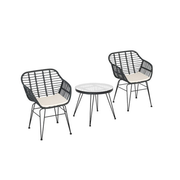 Outdoor Furniture Lounge Setting 3 Piece Bistro Set Table Chairs Patio