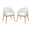 Outdoor Armchair X2 with Rope and Padded Seat Beige