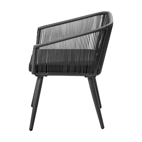Outdoor Armchair X2 with Padded Seat Grey