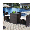 3 Pieces Cushioned Patio Rattan Set with Tempered Glass Top Table