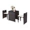 3 Pieces Cushioned Patio Rattan Set with Tempered Glass Top Table
