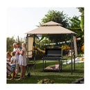 Outdoor Grill Gazebo With Dual Side Awnings For Patio Garden Brown