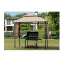 Outdoor Grill Gazebo With Dual Side Awnings For Patio Garden Brown