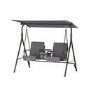 Outdoor Patio Swing Chair 2 Seater Canopy Table Top Cup Holder Black