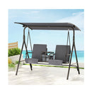 Outdoor Patio Swing Chair 2 Seater Canopy Table Top Cup Holder Black