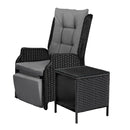 Outoodr Recliner Chair & Table Sun Lounge 2PCS