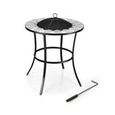 Outdoor Round Fire Pit Table With Mesh Screen Lid Fire Poker