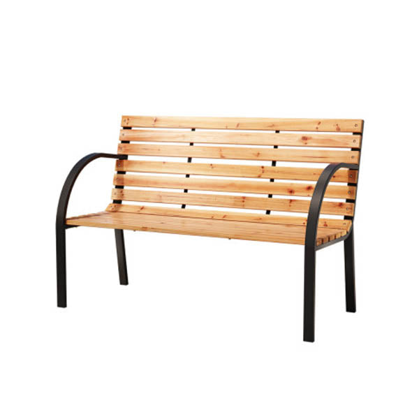 Outdoor Wooden Garden Bench Steel 2 Seater Patio Furniture