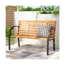 Outdoor Wooden Garden Bench Steel 2 Seater Patio Furniture