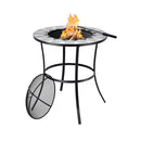 Outdoor Round Fire Pit Table With Mesh Screen Lid Fire Poker