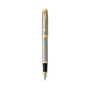 Parker Im Fountain Pen Brushed Metal Gold Trim Medium Nib
