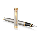 Parker Im Fountain Pen Brushed Metal Gold Trim Medium Nib