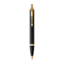 Parker Im Ballpoint Pen Black Lacquer Gold Trim Medium Tip Blue Ink