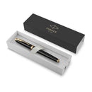 Parker Im Ballpoint Pen Black Lacquer Gold Trim Medium Tip Blue Ink