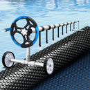 Pool Cover 600 Micron 9.5x5m with Blue Roller 5.55m Black Solar Blanket