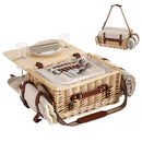2 Person Insulated Picnic Basket Set with Foldable Wood Table Mat